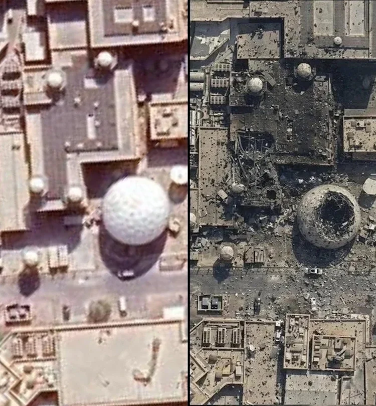 A digital screen showing blurred war footage representing visual misinformation about the Iran war.